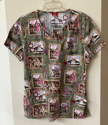 M?* Blusa Médica Dickies Para Mujer Verde Oliva Marrón Rosa Cura Mascotas Moda Escote Foto 1 de 4