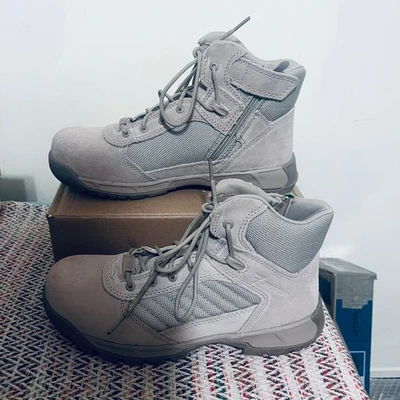 Botas de combate BATES para mujer EE. UU. 8 beige cremallera lateral tácticas deportivas 2 puntera de acero Foto 1 de 4