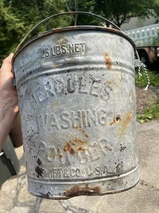 Antique “hercules Washing Powder” 25 Lb Embossed Bucket Extremely Rare Early - Picture 1 of 9