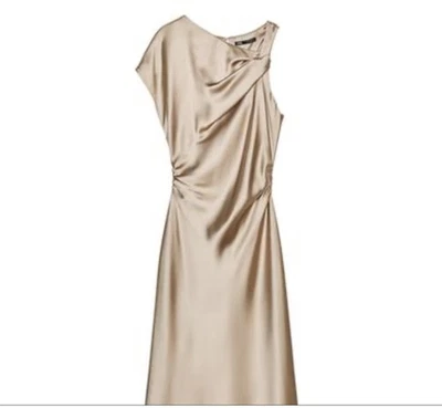 VESTIDO MIDI DRAPEADO EFECTO SATINADO ZARA Foto 1 de 4