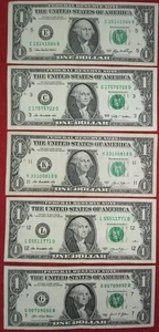 💵 $5 = 5 $1 One Dollar Bill Liars Poker Fancy RADAR 75757 51415 818 1771 070909 - Picture 1 of 1