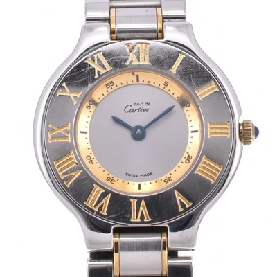 Relógio feminino Cartier Must21 Vantian SM W10073R6 mostrador prata quartzo M#143007 - Imagem 1 de 4