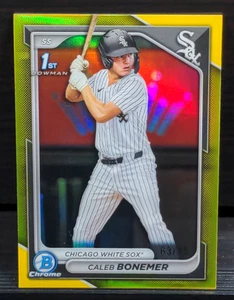 Refractor amarillo cromado Bowman Draft 2024/75 Caleb Bonemer RC #BDC-31 - Imagen 1 de 2