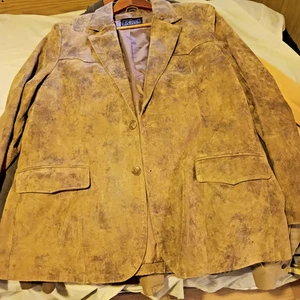 CODY JAMES Western Wildleder Leder Blazer hellbraun Gr. 44 Jacke Mantel NIE GETRAGEN - Bild 1 von 7