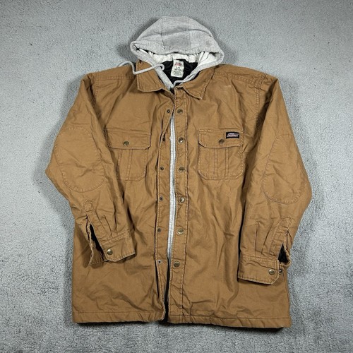 VETEMENTS Giacca Dickies Tan uomo grande tela da lavoro con cappuccio fodera trapuntata cappotto sbiadito