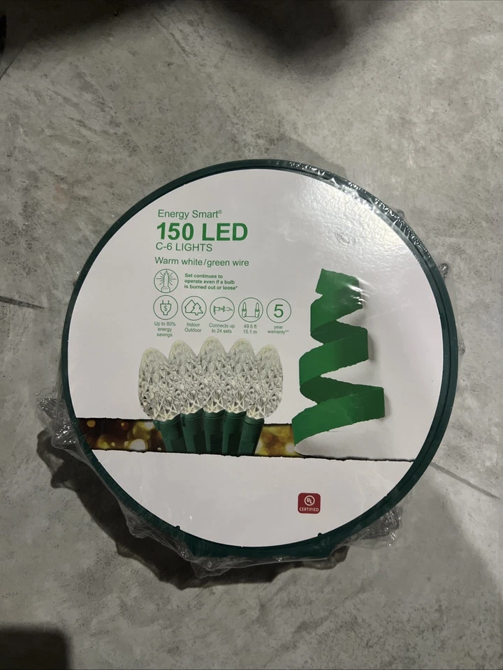 GE Energy Smart 150-count Constant Warm White C6 LED Christmas String Lights