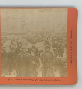 Großer Markttag im Schneesturm Quebec Kanada Kilburn Stereoansicht - Bild 1 von 4