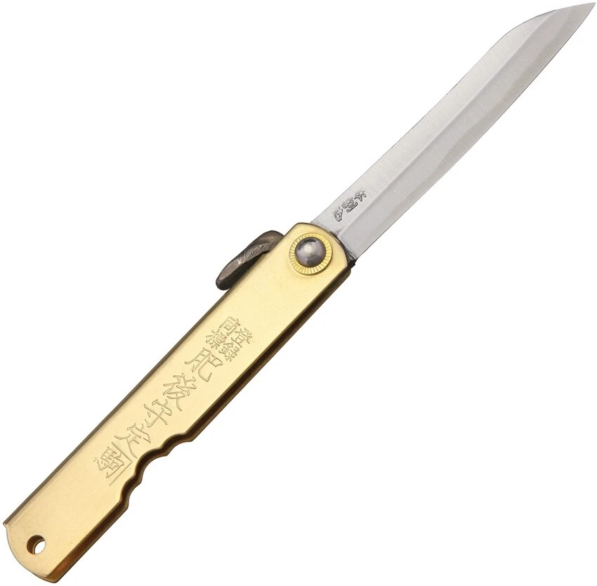 Higonokami Folder Folding Knife 3" Japanese Style Paper Steel Blade Brass Handle - Image 1 of 1