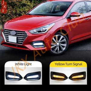 LED DRL Daytime Running Light Fog Lamp q For Hyundai Accent Solaris 2018-2022 - Picture 1 of 9