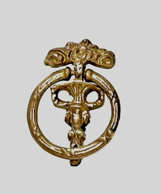 老式黄铜落环拉手适用于抽屉、门、带背板和螺丝的盒 — 第 1/4 张图片