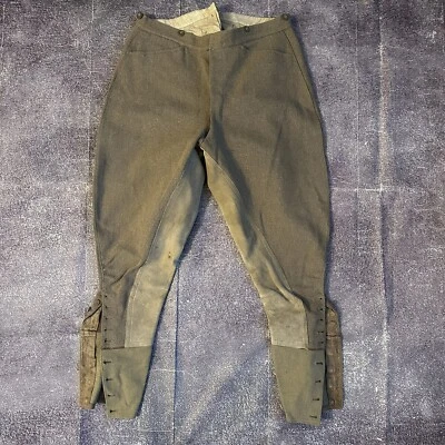 Men's Vintage 1910's Wool Buckle Back Jodhpurs Lined Horse Riding Twil Pants 32 - Image 1 of 4