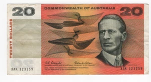 1966 $20.00 NOTE - COOMBS/WILSON COMMONWEALTH OF AUSTRALIA BANKNOTE - Picture 1 of 2