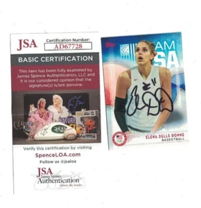 Tarjeta firmada por Ellena Delle Donne de baloncesto olímpico de Estados Unidos Topps JSA - Imagen 1 de 2