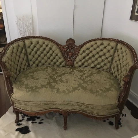 Antique French Sofa Settee/Louis Style/ Hand carved, late 19 century Cover