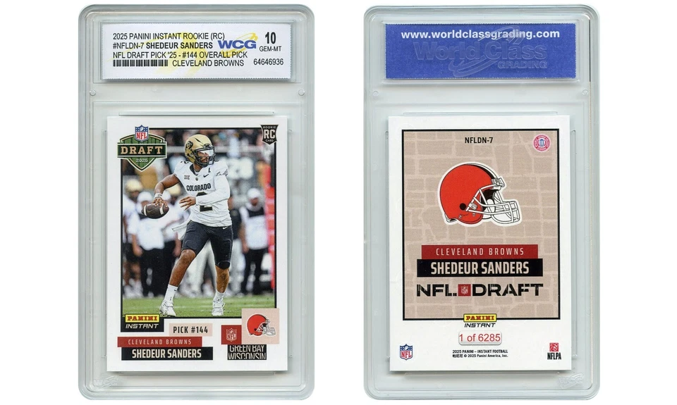 Tarjeta de novato Panini 2025 #NFLDN-7 Shedeur Sanders #7 selección del draft de la NFL - gema como nueva 10 Foto 1 de 1