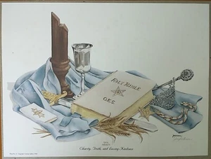 Jan Anderson "Charity, Truth, and Loving-Kindness" Signed Print 1980 OES Masonic - Picture 1 of 18