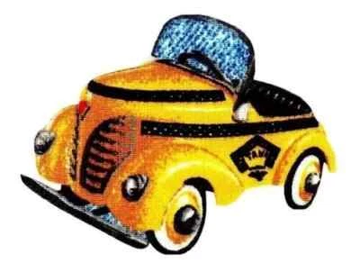 antique vehicle car fabric applique iron on yellow not embroidered 3 inch - Imagem 1 de 2