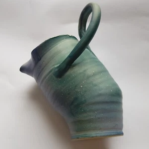 Jarra trenzada esmaltada modernista cerámica estudio de arte británico jarra con mango 17 cm - Imagen 1 de 20