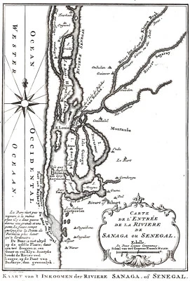 SENEGAL SANAGA "Kaart van't Inkoomen der Riviere" 1760 J. van der Schley Foto 1 de 4