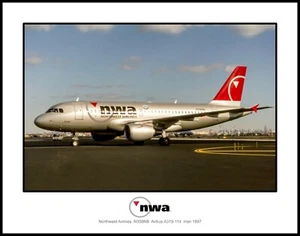 Northwest Airlines Airbus A319-114 11" x 14" Color Photograph (AB082LGAS11X14) - Picture 1 of 1