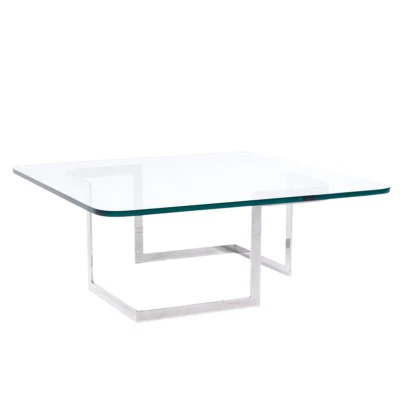 Vladimir Kagan Mid Century Steel and Glass Infinity Coffee Table - Image 1 of 4