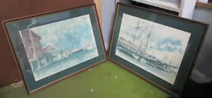 Set of Two Paul H. Norton Water Color Framed Prints- "MYSTIC SEAPORT" Rare Find. - Picture 1 of 3