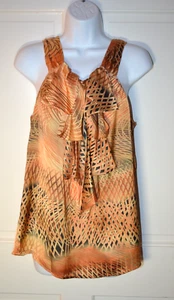 Dressbarn XL Geometric Orange Sleeveless Blouse Chest Ruffle Chest 40 inch - Picture 1 of 10