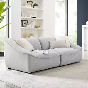 Modway Compromise Fabric Upholstered 2-Piece Loveseat in Light Gray - Picture 1 of 10