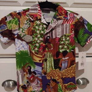 Iolani boy's Aloha shirt Kamehameha vintage print BABY LUAU infant 12 month - Picture 1 of 8