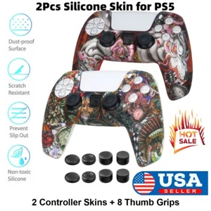 2Pcs Silicone Grip Cover Skin Dragon Case Anti-slip for PS5 Slim Pro Controller - Picture 1 of 12