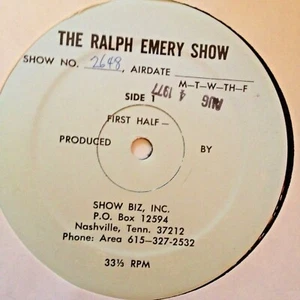 RADIO SHOW: RALPH EMERY SHOW 8/4/77 LARRY GATLIN CO-HOST IN STUDIO, 1 HR - Picture 1 of 1