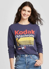 Women's Kodak Long Sleeve Graphic T-Shirt - Various Sizes - Blue - S396