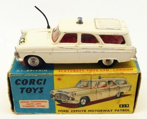 Corgi Toys Vintage Model Car 419 - Ford Zephyr Motorway Patrol - Picture 1 of 6