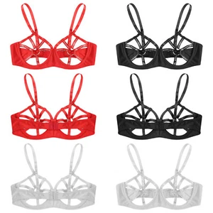 Womens Bra Comfortable Bras Nightclub Top Cutout Cup Underwear Ultra-soft Tops - Picture 1 of 35