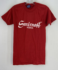 Baskets vintage États-Unis logo coton rouge blanc smirnoff marque vodka t-shirt homme taille S