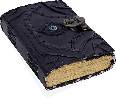 Hocus Pocus  Spells Vintage Leather Journal  Black Books Of Shadow Gift - Image 1 of 4