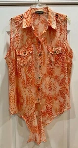 Sexy Blusa HeartSoul Mujer Abotonada Talla 2X Naranja Tonos Bolsillos 79 - Imagen 1 de 9