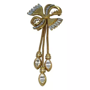 Broche gota borla pedrería transparente oro rosa Robert vintage - Imagen 1 de 4