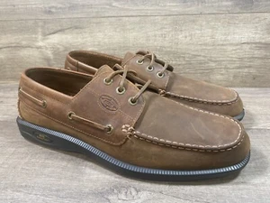 Ecco Boat Shoes Water Repellent Leather Brown Shoes Mens Size EU 46 US 12 12.5 - Picture 1 of 15
