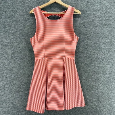 GB Dress Women L Large Orange Striped Sheath Midi Sleeveless Round Neck Casual - Image 1 of 4
