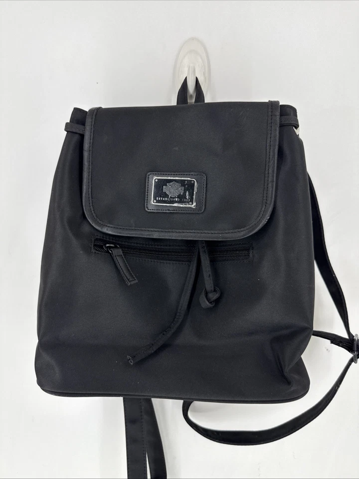 Mochila oficial Harley Davidson de nailon negra pequeña/mediana para mujer Foto 1 de 2