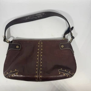 Bolso de Hombro Michael Kors Vintage Cuero Marrón Oscuro Una Correa Tachonado Y2K - Imagen 1 de 13