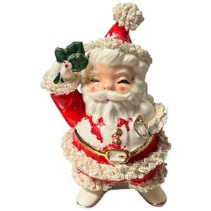 Jardinera de Navidad Napco Japón Espaguetis Papá Noel Vintage Años 50 Años 60 Cerámica 7-1/2" - Imagen 1 de 11
