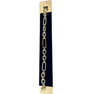 14K Gold Dipped Two Tone Multi Design Bracelet - Picture 1 of 1