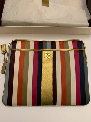 RARE NWT COACH Legacy Signature stripe iPAD case sleeve satin NEW - Image 1 of 4