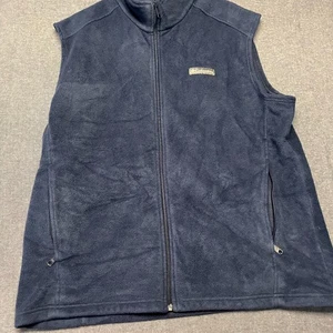 Columbia Men’s Fleece Vest Size XL Navy Blue Zip Front Sleeveless Warm Outdoor - Picture 1 of 11