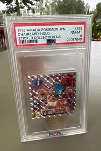 1997 Pokemon Charizard Amada JPN Sticker Holo PSA 8 Rare - Picture 1 of 3
