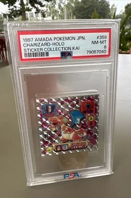 1997 Pokemon Charizard Amada JPN Sticker Holo PSA 8 Rare - Image 1 of 3