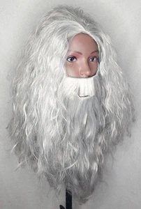 Zauberer Perücke Bart Set Kostüm Gandalf Dumbledore Herr der Ringe Harry Potter - Bild 1 von 6