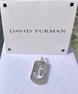 David Yurman Maritime Anchor Dog Tag Pendant Amulet Enhancer Sterling Silver 925 - Picture 1 of 9